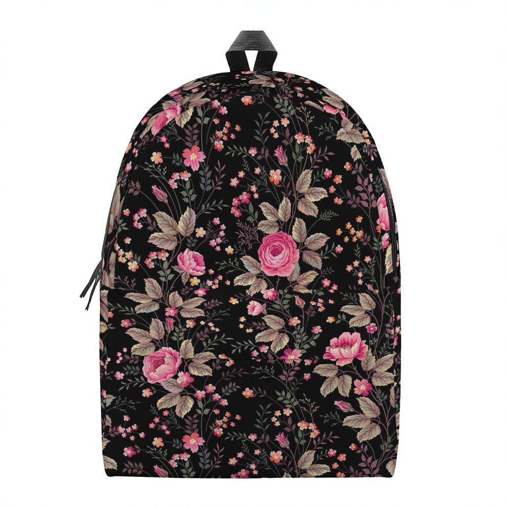 Pink Floral Flower Pattern Print Backpack
