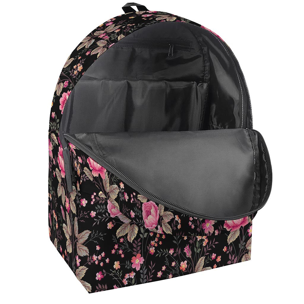 Pink Floral Flower Pattern Print Backpack