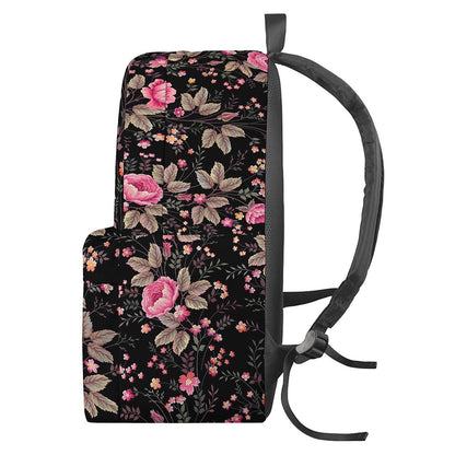Pink Floral Flower Pattern Print Backpack