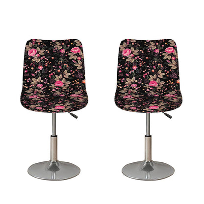 Pink Floral Flower Pattern Print Bar Stool Covers
