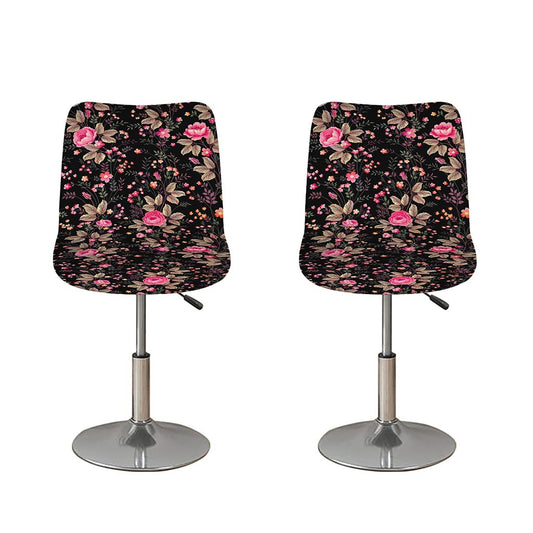 Pink Floral Flower Pattern Print Bar Stool Covers