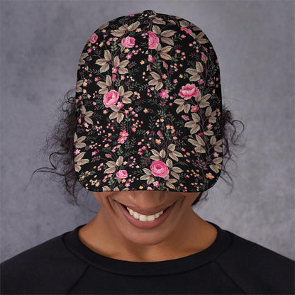 Pink Floral Flower Pattern Print Baseball Cap