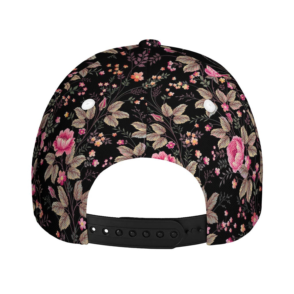 Pink Floral Flower Pattern Print Baseball Cap