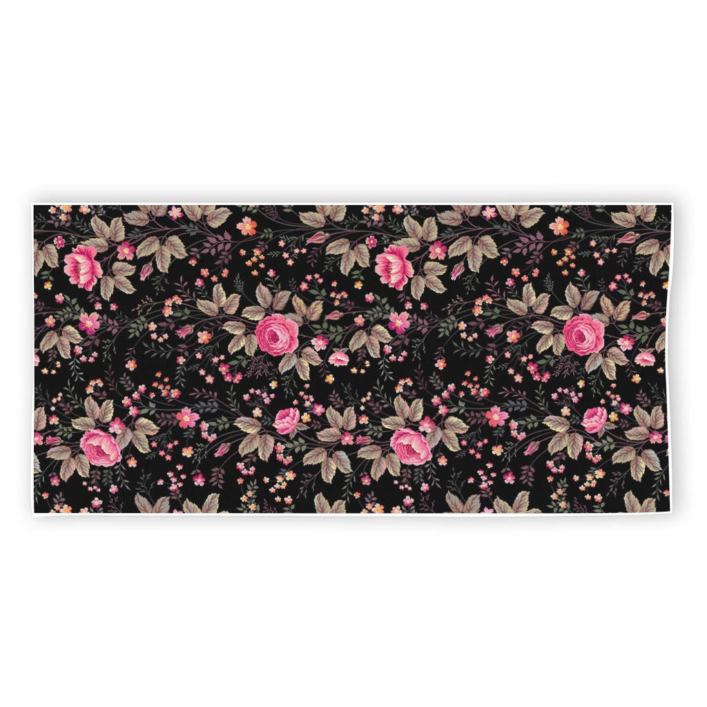 Pink Floral Flower Pattern Print Beach Towel