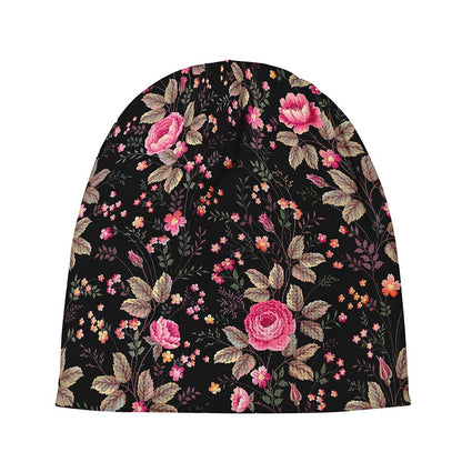 Pink Floral Flower Pattern Print Beanie