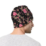 Pink Floral Flower Pattern Print Beanie