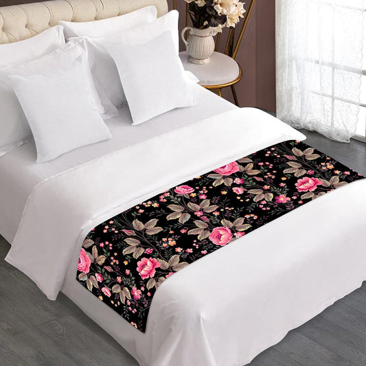 Pink Floral Flower Pattern Print Bed Runner