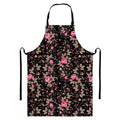 Pink Floral Flower Pattern Print Bib Apron With Pocket