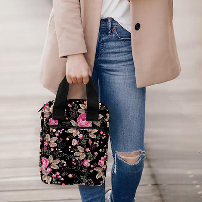 Pink Floral Flower Pattern Print Bible Tote Bag