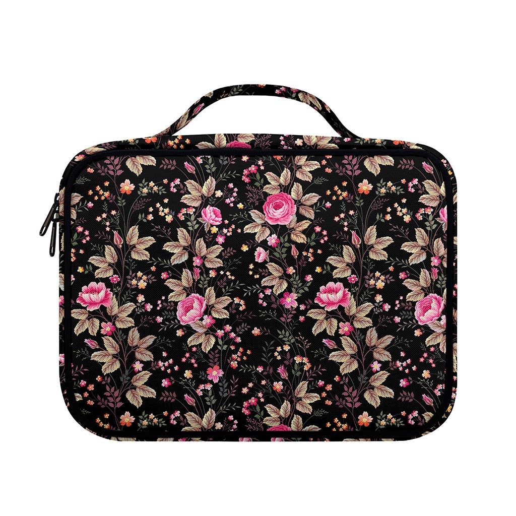 Pink Floral Flower Pattern Print Briefcase Bible Bag