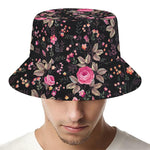 Pink Floral Flower Pattern Print Bucket Hat
