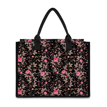 Pink Floral Flower Pattern Print Canvas Tote Bag