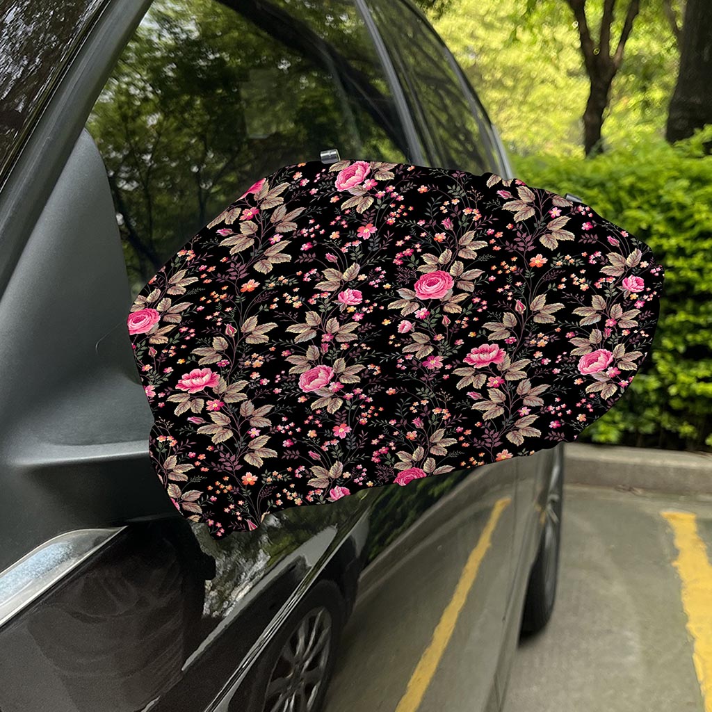 Pink Floral Flower Pattern Print Car Side Mirror Covers
