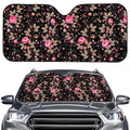 Pink Floral Flower Pattern Print Car Windshield Sun Shade