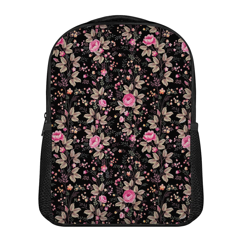 Pink Floral Flower Pattern Print Casual Backpack