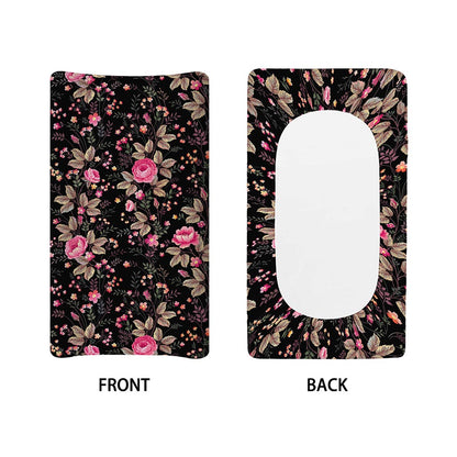 Pink Floral Flower Pattern Print Changing Pad Cover