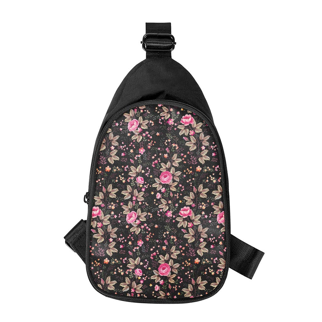 Pink Floral Flower Pattern Print Chest Bag
