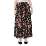 Pink Floral Flower Pattern Print Chiffon Maxi Skirt