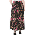 Pink Floral Flower Pattern Print Chiffon Maxi Skirt