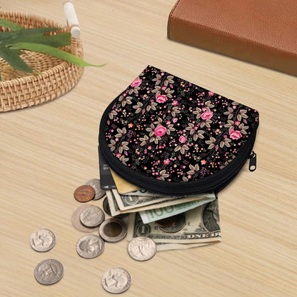 Pink Floral Flower Pattern Print Coin Purse