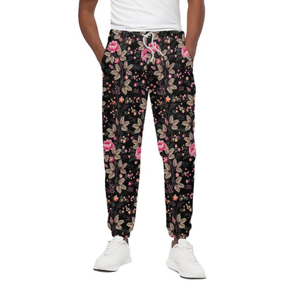 Pink Floral Flower Pattern Print Cotton Pants