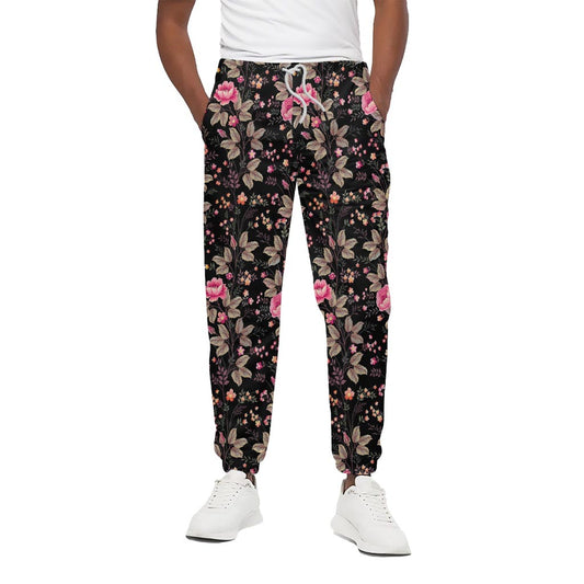 Pink Floral Flower Pattern Print Cotton Pants