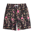 Pink Floral Flower Pattern Print Cotton Shorts