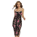 Pink Floral Flower Pattern Print Cross Back Cami Dress