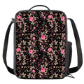 Pink Floral Flower Pattern Print Crossbody Lunch Bag