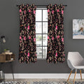 Pink Floral Flower Pattern Print Grommet Curtain Panels