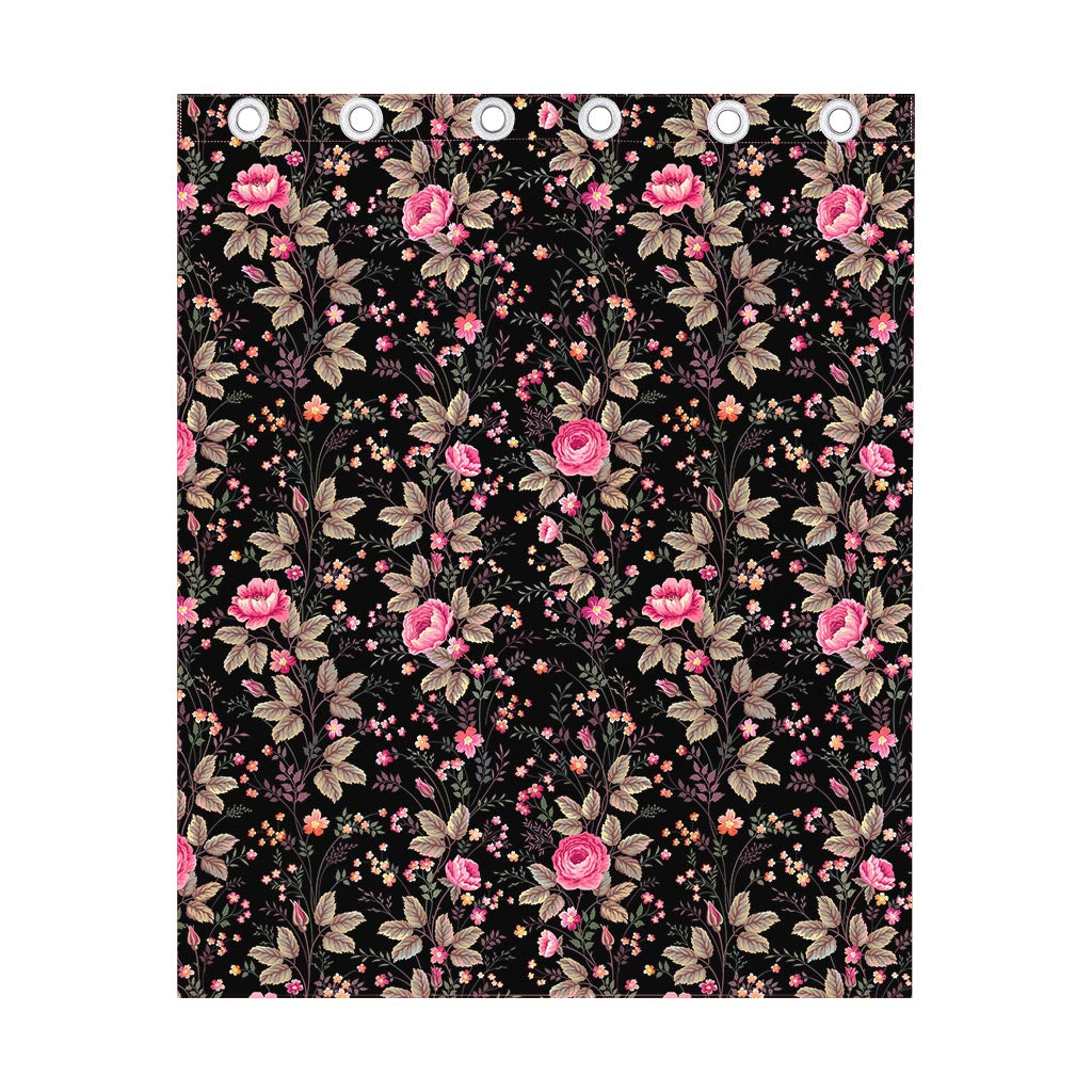 Pink Floral Flower Pattern Print Curtain