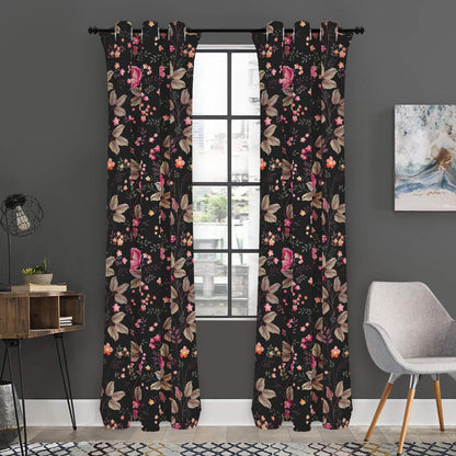 Pink Floral Flower Pattern Print Curtain