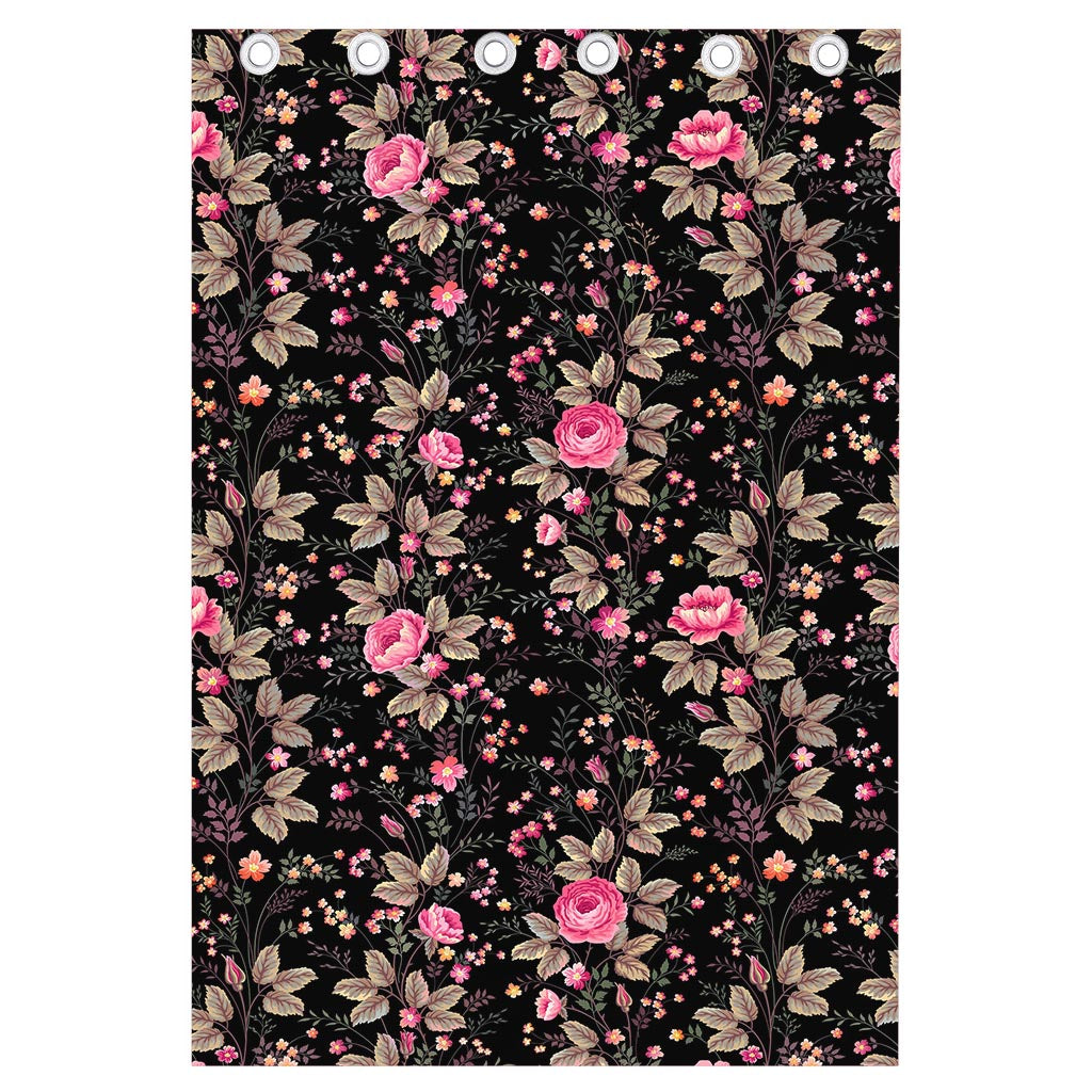 Pink Floral Flower Pattern Print Curtain