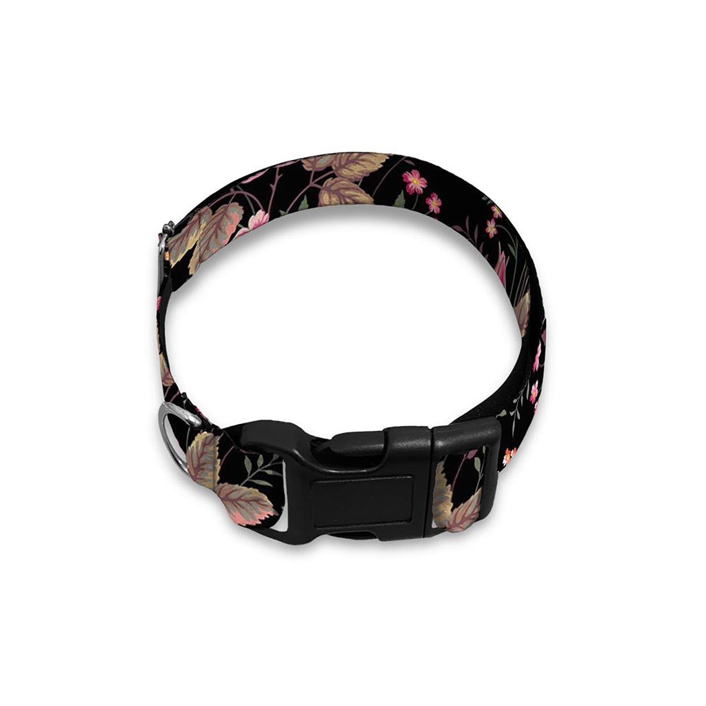 Pink Floral Flower Pattern Print Dog Collar