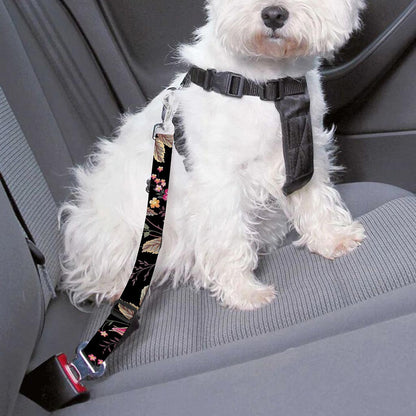 Pink Floral Flower Pattern Print Dog Seat Belt