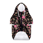 Pink Floral Flower Pattern Print Dog Zip Up Hoodie