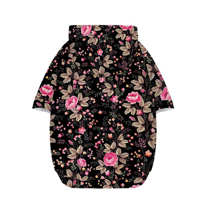 Pink Floral Flower Pattern Print Dog Zip Up Hoodie