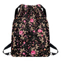 Pink Floral Flower Pattern Print Drawstring Backpack