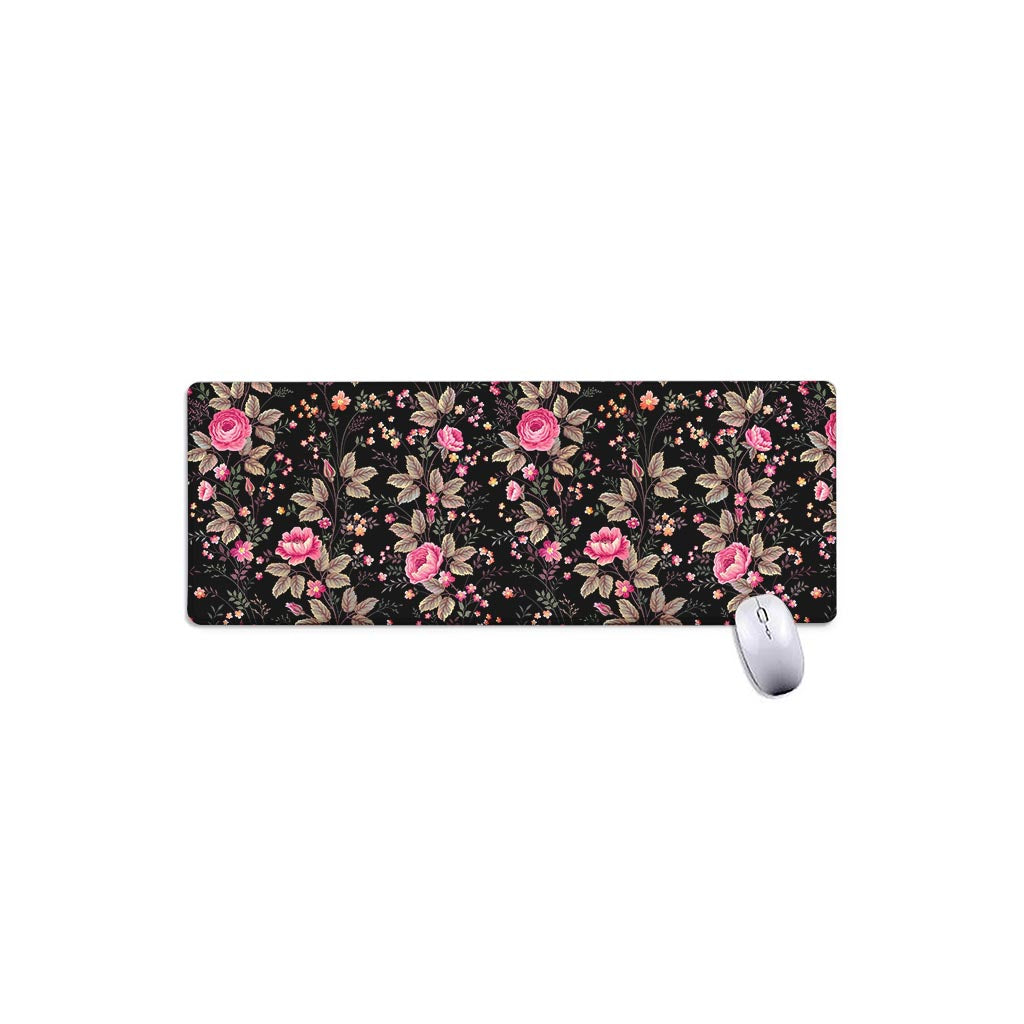 Pink Floral Flower Pattern Print Extended Mouse Pad