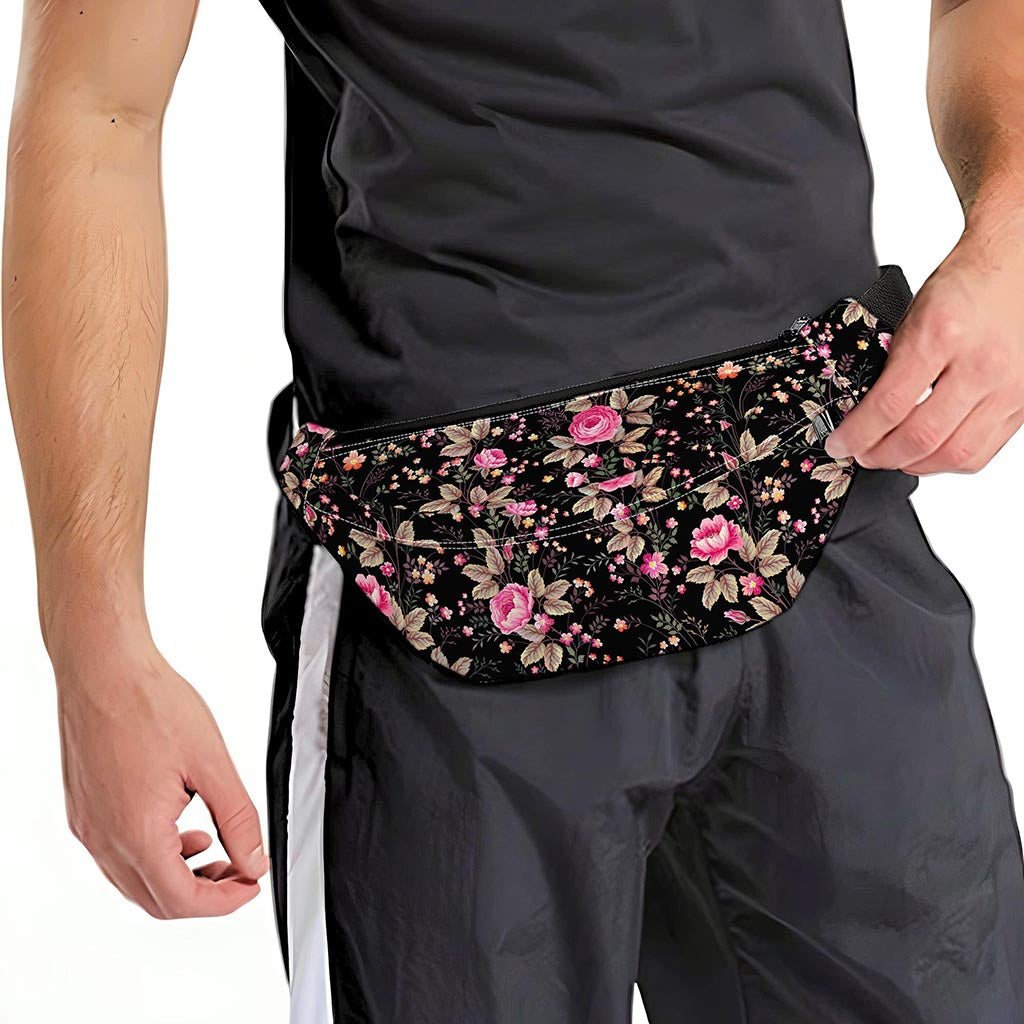 Pink Floral Flower Pattern Print Fanny Pack