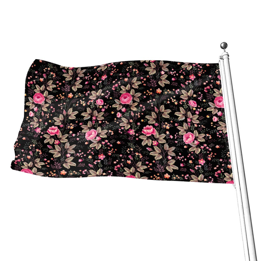 Pink Floral Flower Pattern Print Flag