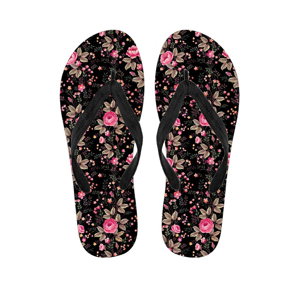 Pink Floral Flower Pattern Print Flip Flops