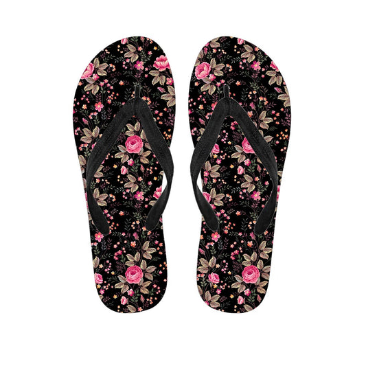 Pink Floral Flower Pattern Print Flip Flops