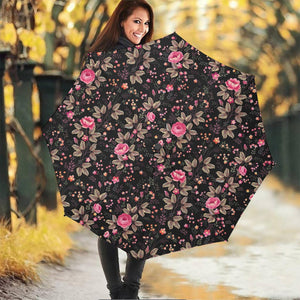 Pink Floral Flower Pattern Print Foldable Umbrella