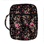 Pink Floral Flower Pattern Print Front Pocket Bible Bag