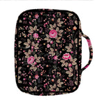 Pink Floral Flower Pattern Print Front Pocket Bible Bag