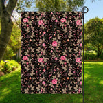 Pink Floral Flower Pattern Print Garden Flag
