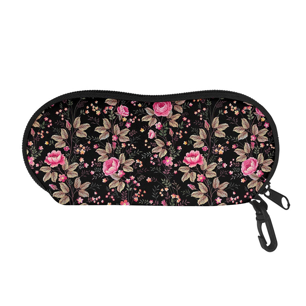 Pink Floral Flower Pattern Print Glasses Case