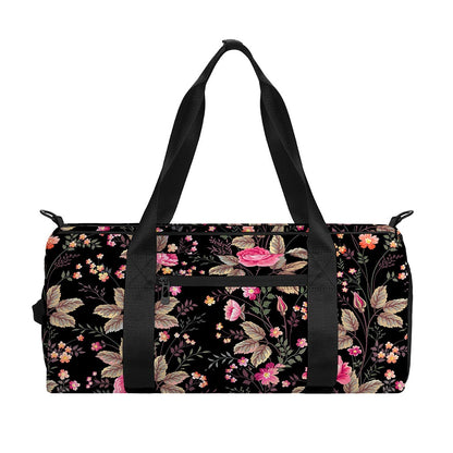 Pink Floral Flower Pattern Print Gym Bag