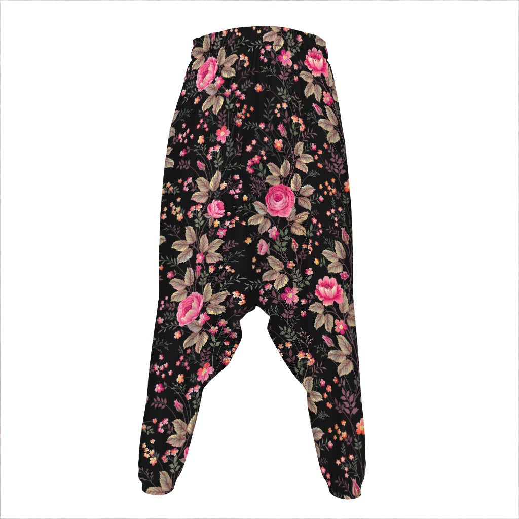 Pink Floral Flower Pattern Print Hammer Pants